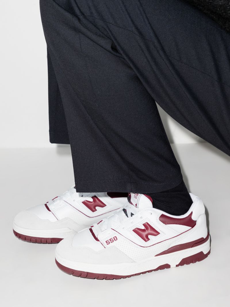 White and Red Bb550 Leather Sneakers