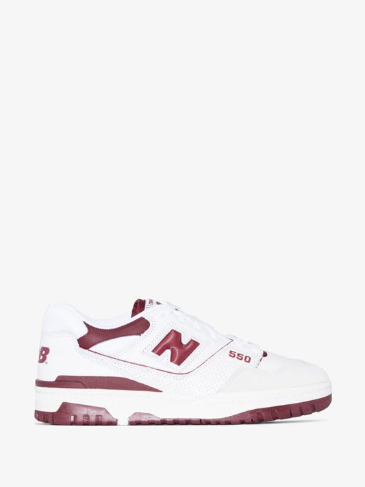 White and Red Bb550 Leather Sneakers