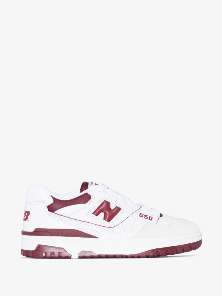 White and Red Bb550 Leather Sneakers