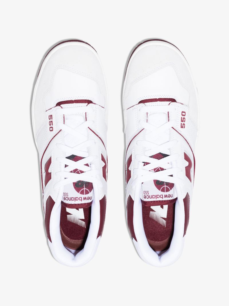 White and Red Bb550 Leather Sneakers