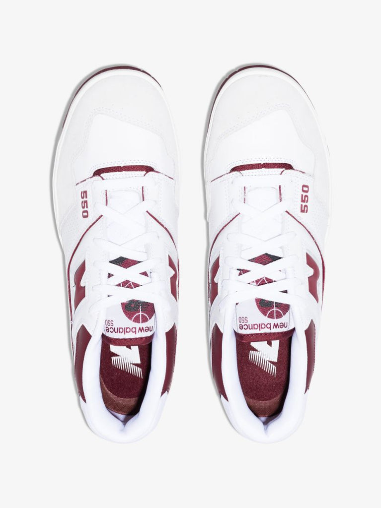 White and Red Bb550 Leather Sneakers