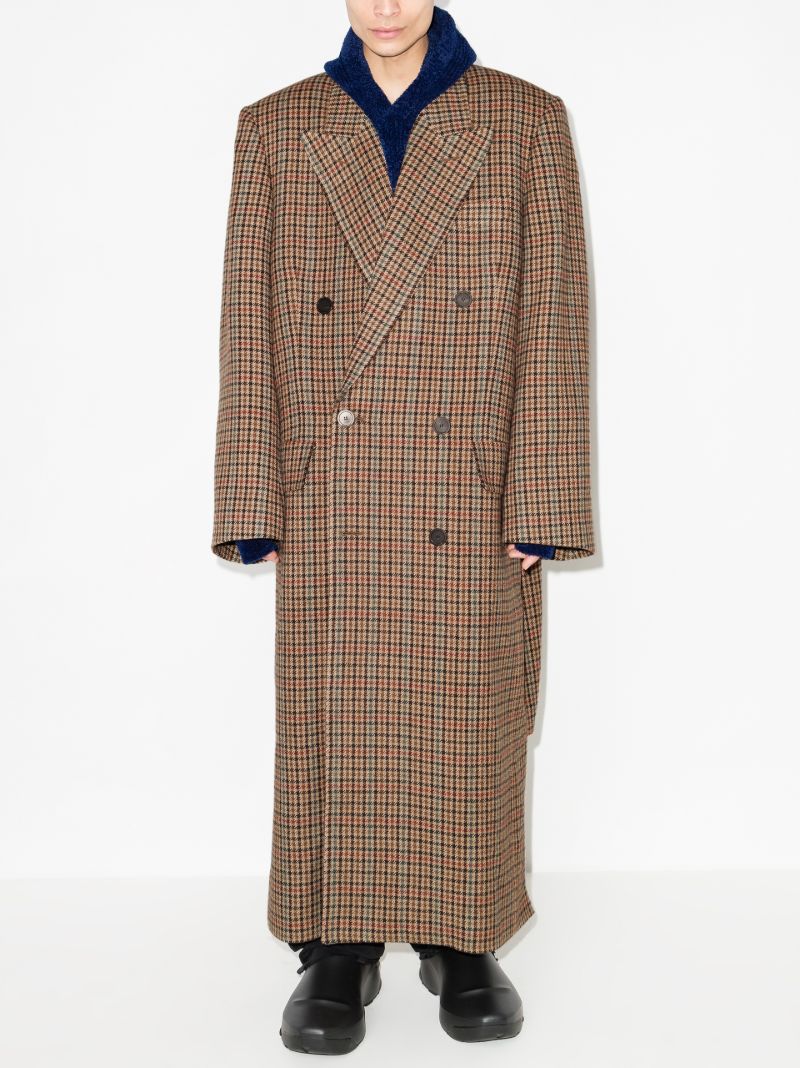 Boxy Double-breasted Houndstooth Coat