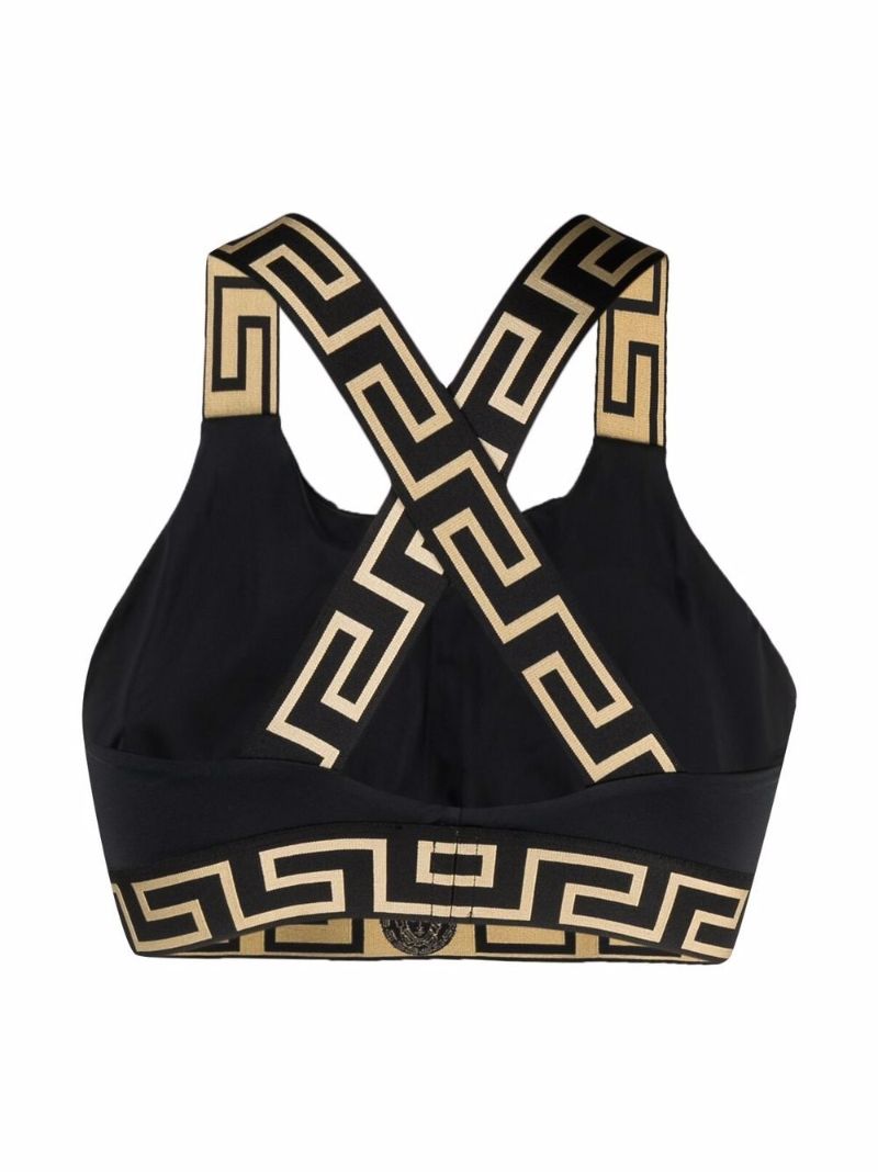 Black Greca Border Bikini Top
