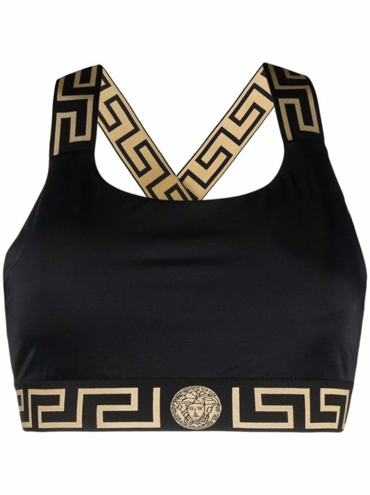Black Greca Border Bikini Top