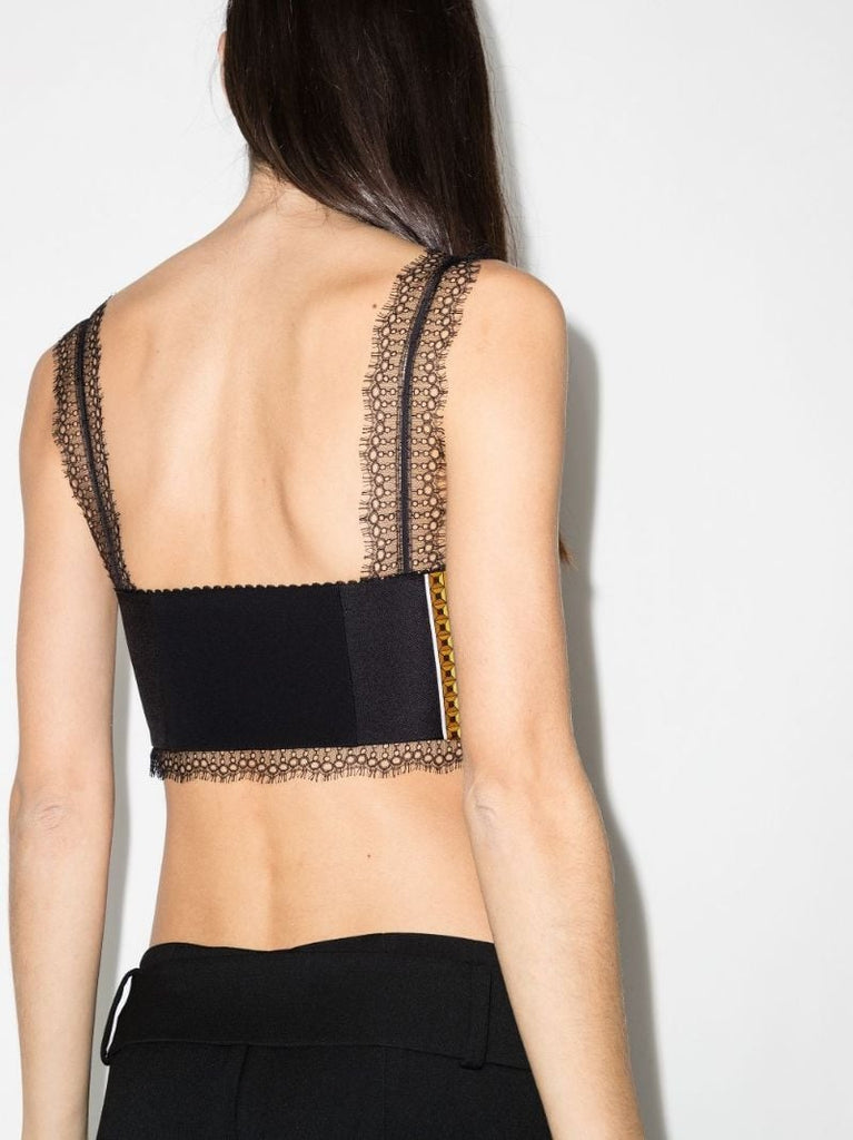 Lace Trim Baroque Print Bralette