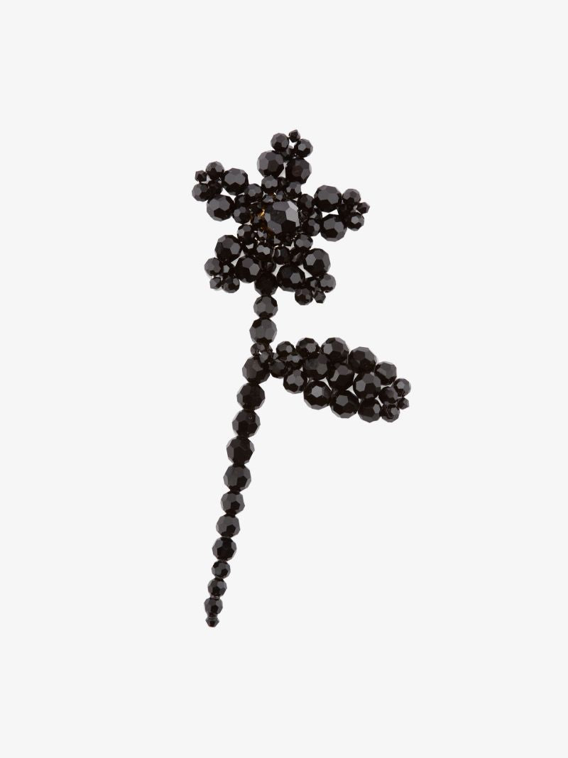 Black Crystal Flower Earring