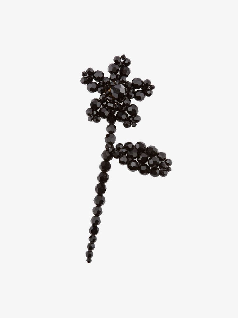 Black Crystal Flower Earring