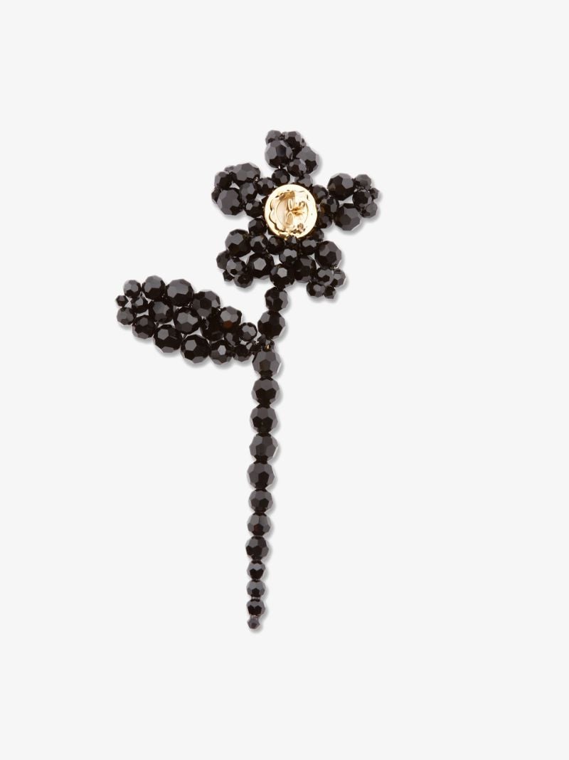 Black Crystal Flower Earring
