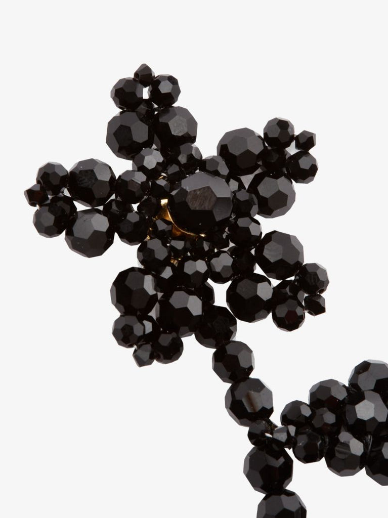 Black Crystal Flower Earring