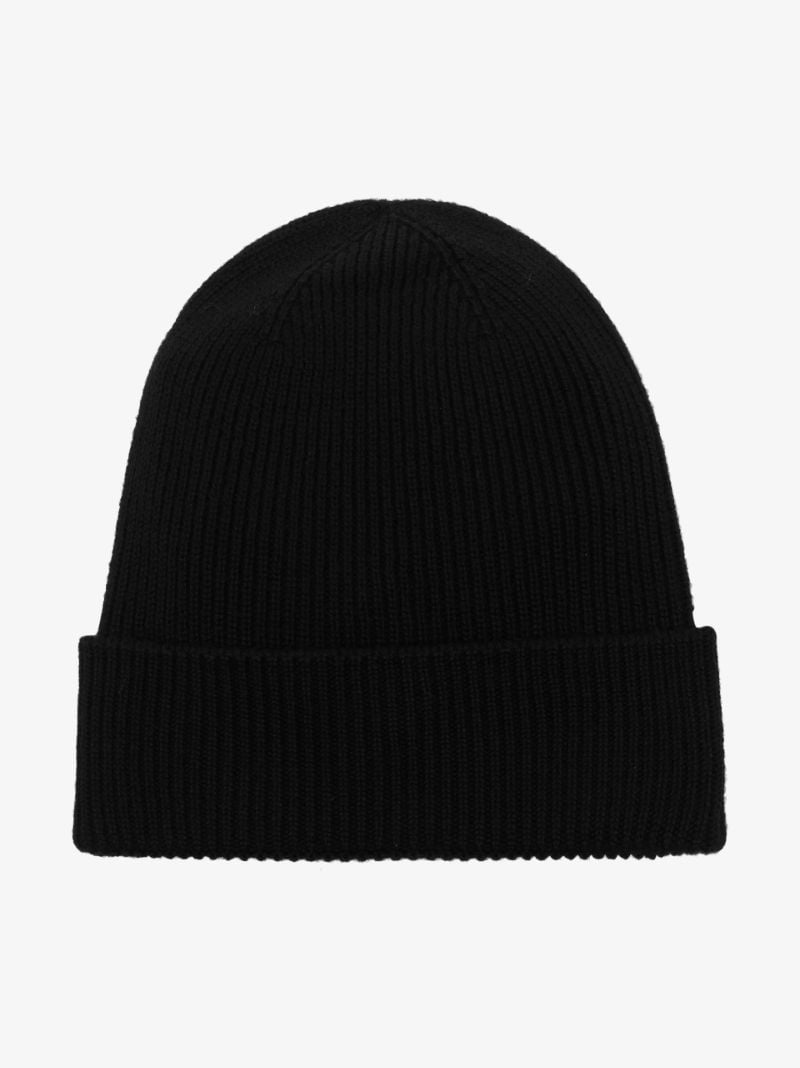 Black Logo Wool Beanie Hat