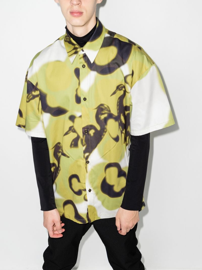 Camouflage Print Bowling Shirt