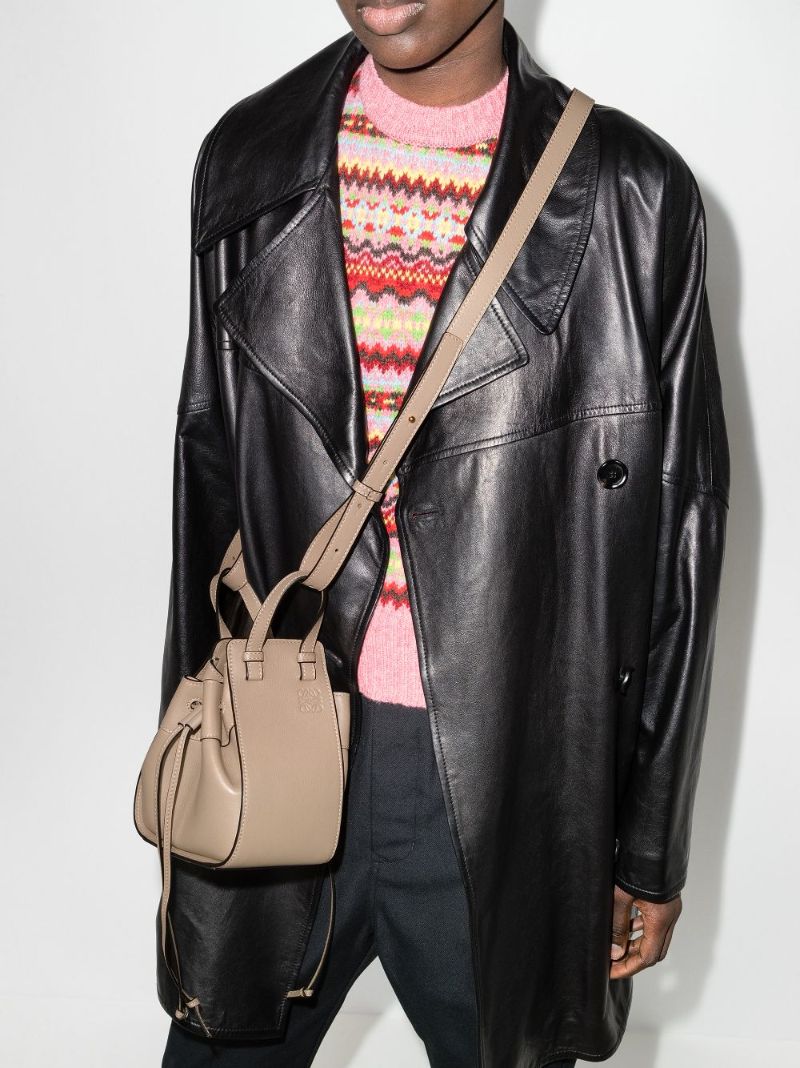 Beige Hammock Mini Leather Shoulder Bag