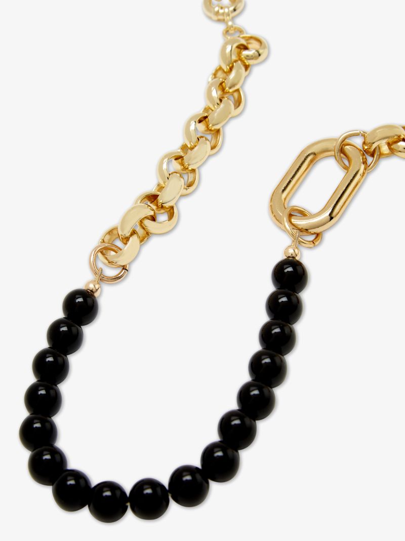 Gold-plated Abbey Onyx Pearl Necklace