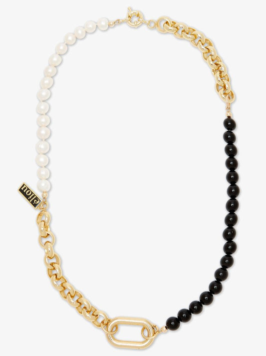 Gold-plated Abbey Onyx Pearl Necklace