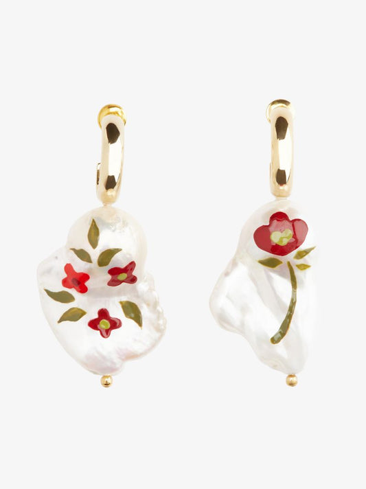 Gold Tone Baroque Pearl Drop Earrings