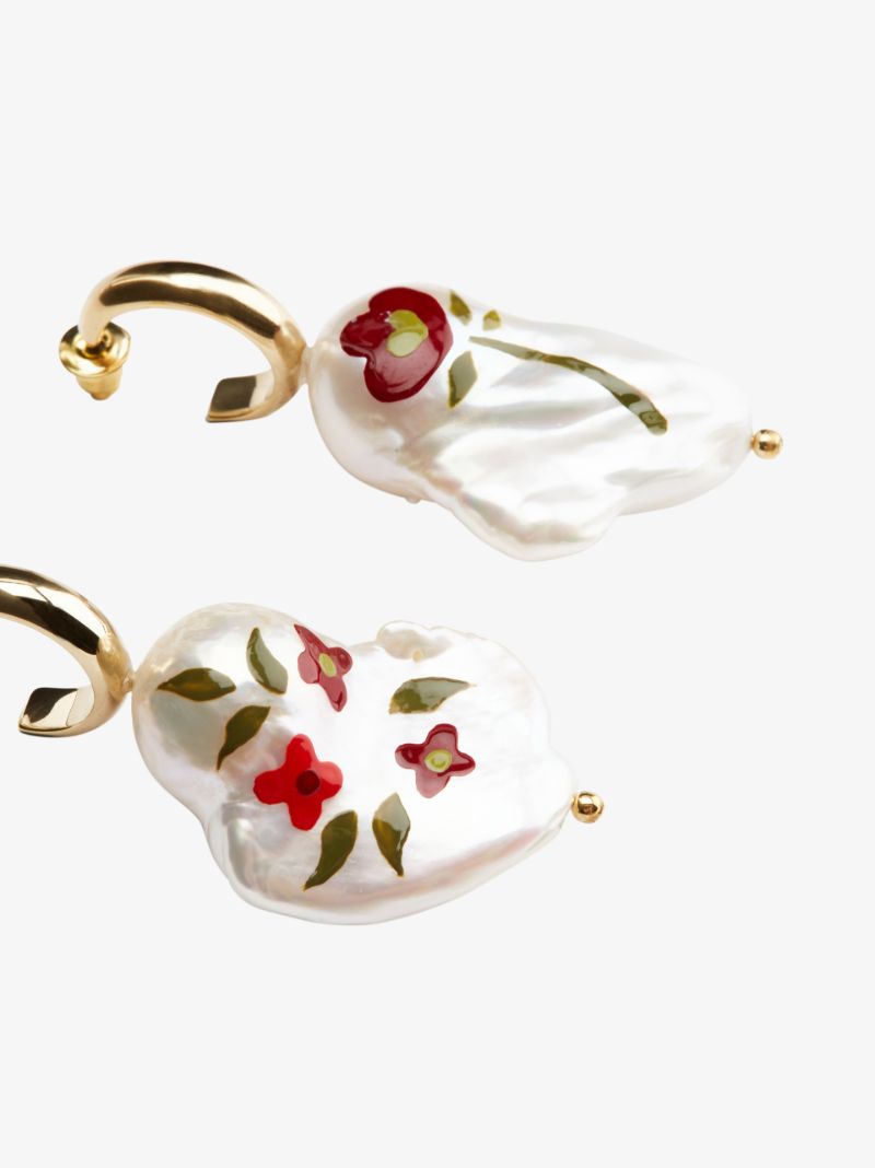 Gold Tone Baroque Pearl Drop Earrings