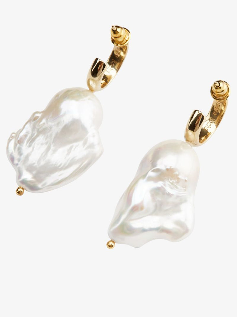 Gold Tone Baroque Pearl Drop Earrings