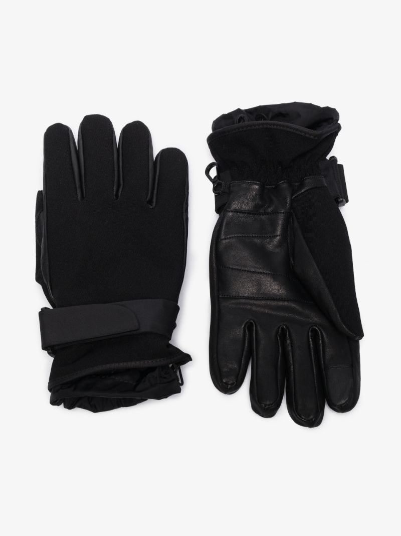 Black Bi-stretch Twill Ski Gloves