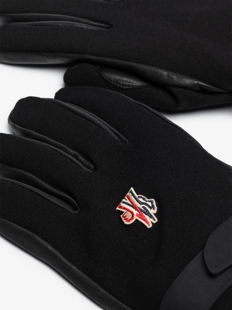 Black Bi-stretch Twill Ski Gloves