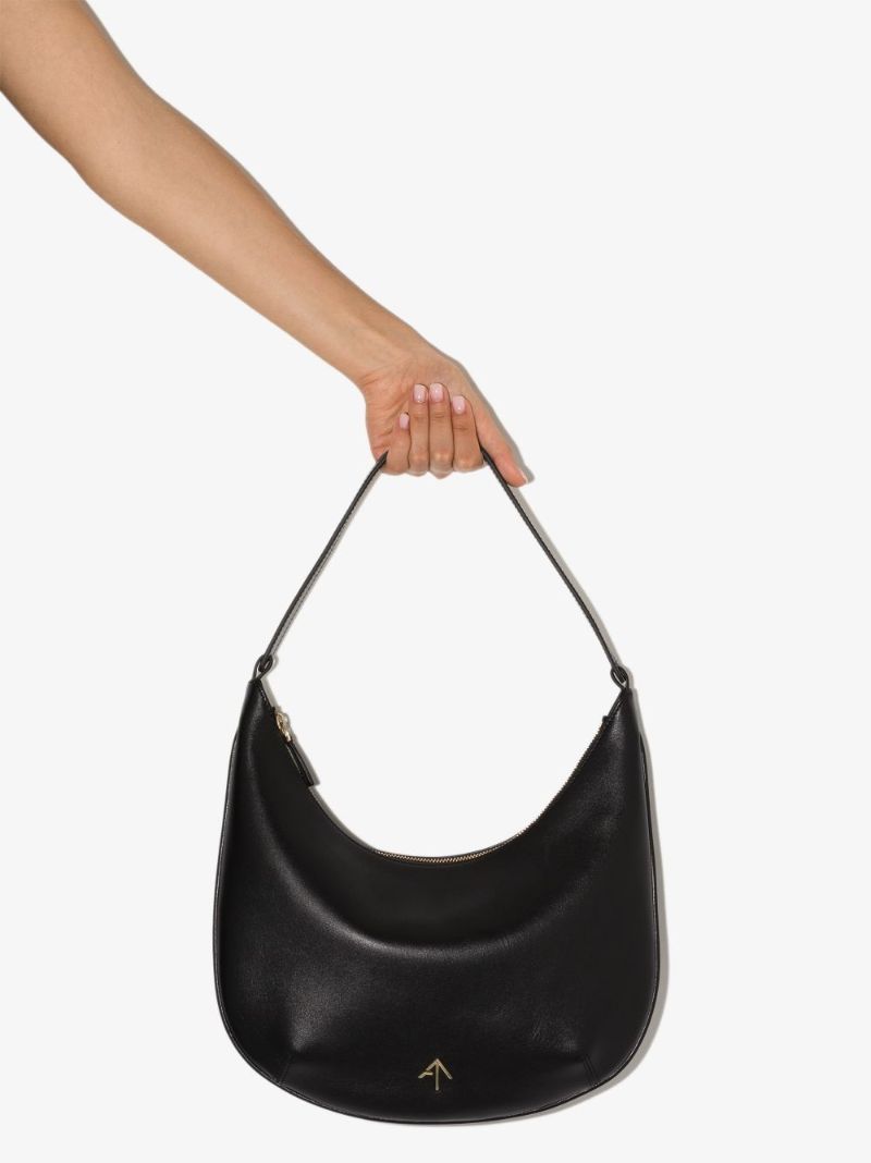 Black Manu Hobo Leather Shoulder Bag