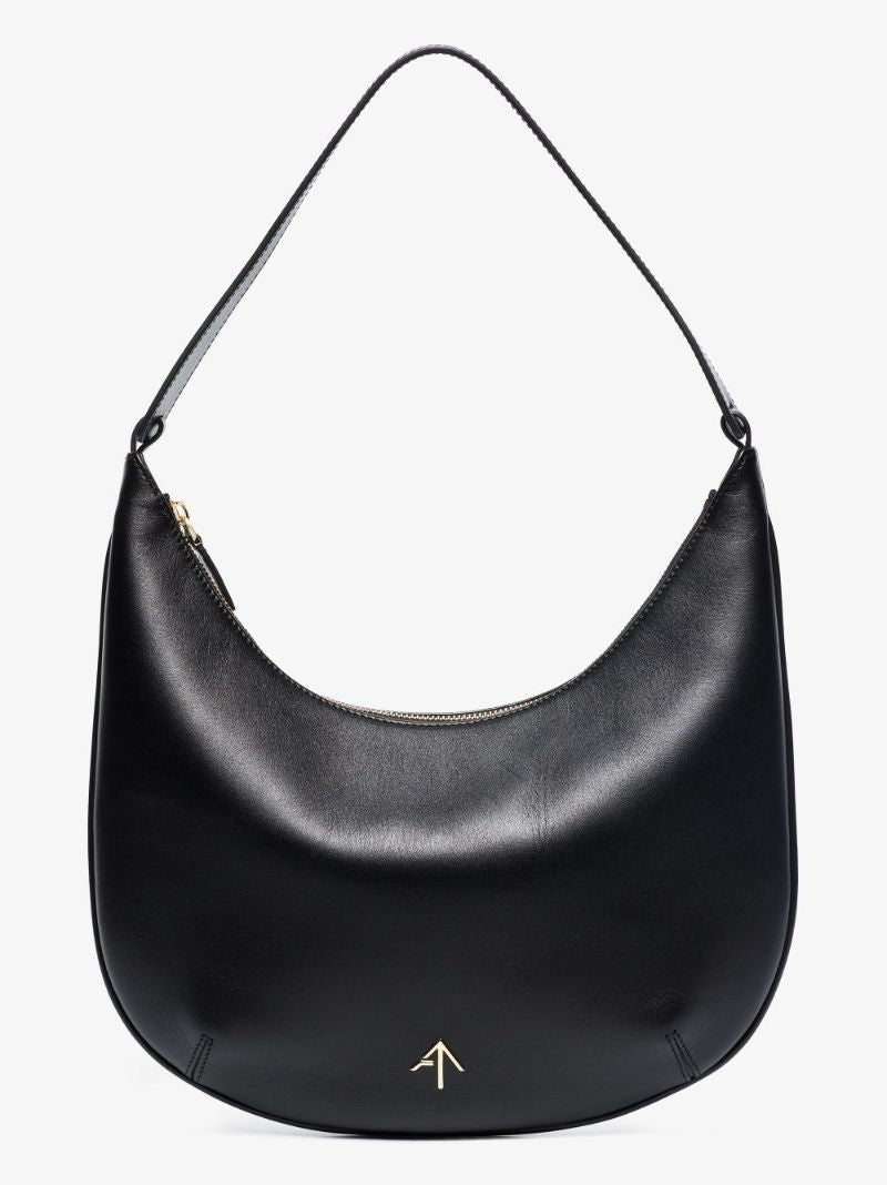 Black Manu Hobo Leather Shoulder Bag