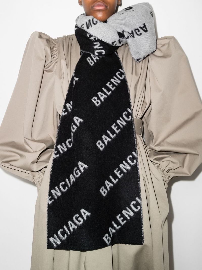 Black and Grey Logo Wool Scarf