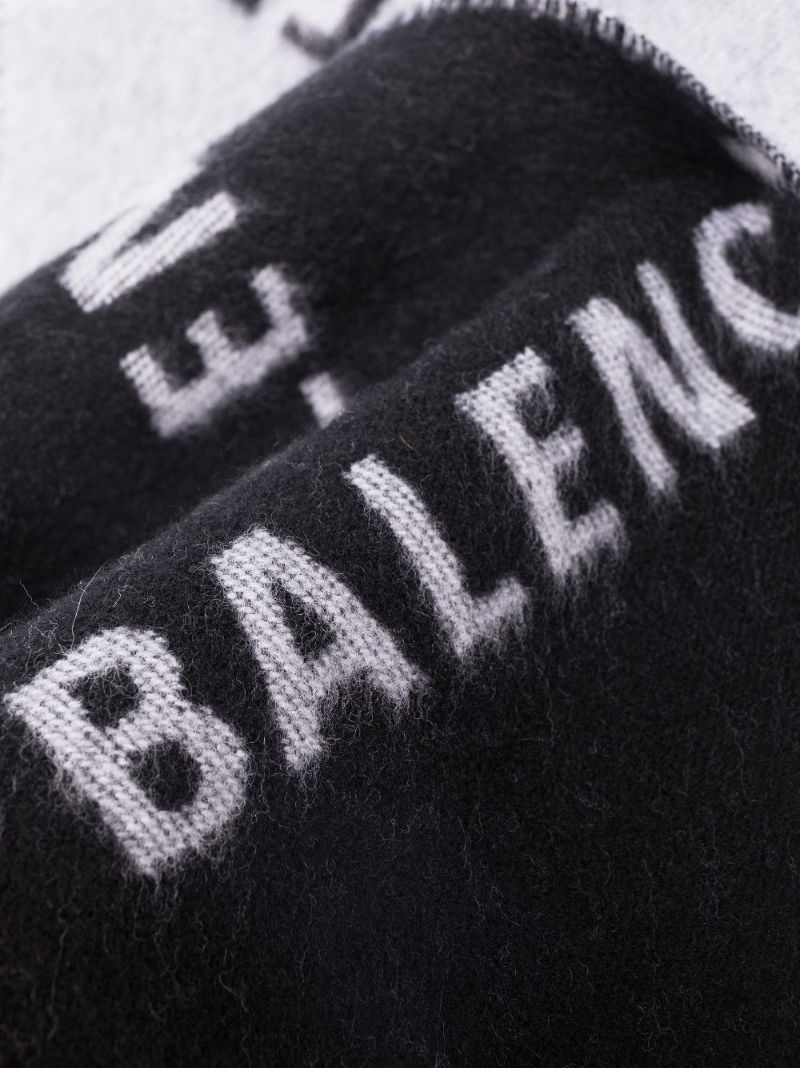 Black and Grey Logo Wool Scarf