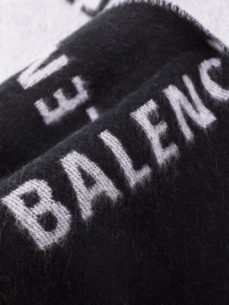 Black and Grey Logo Wool Scarf