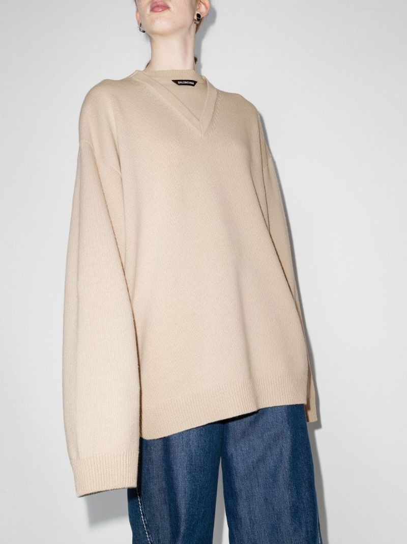 V-neck Illusion Wool Sweater