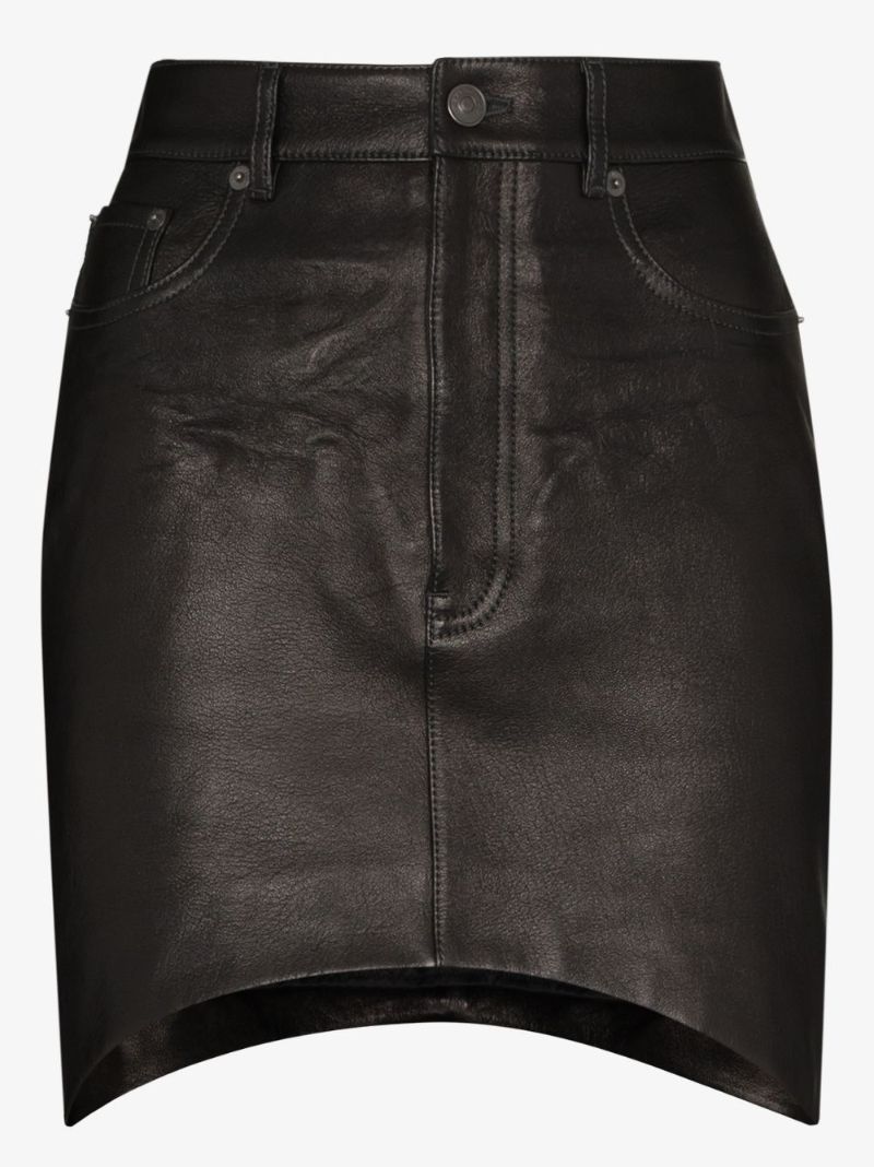 High Waist Leather Mini Skirt
