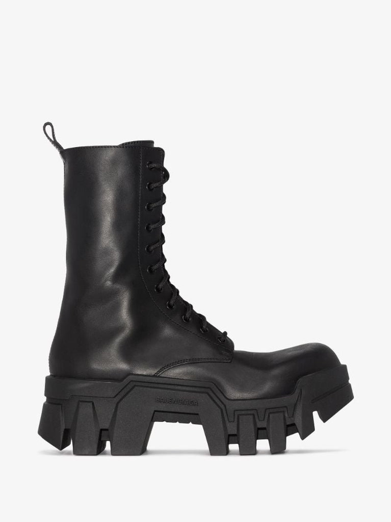 Black Bulldozer Leather Boots