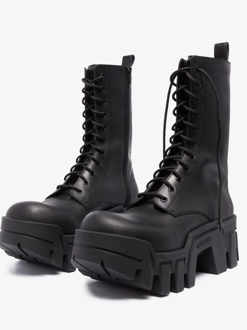 Black Bulldozer Leather Boots