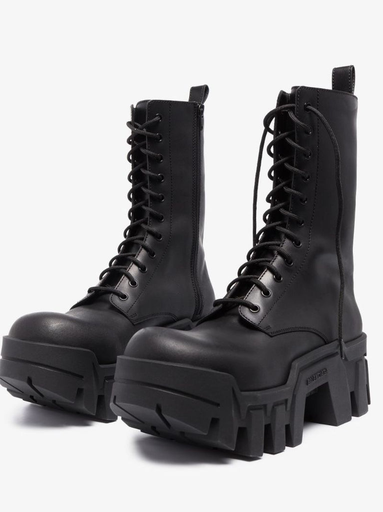 Black Bulldozer Leather Boots