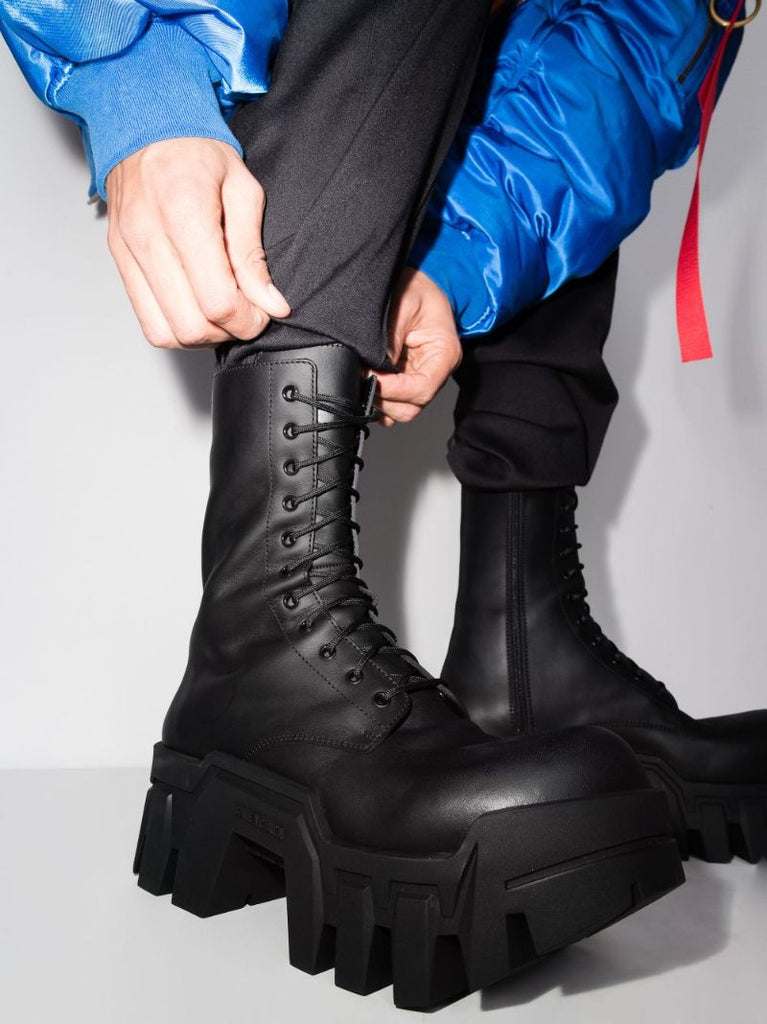 Black Bulldozer Leather Boots