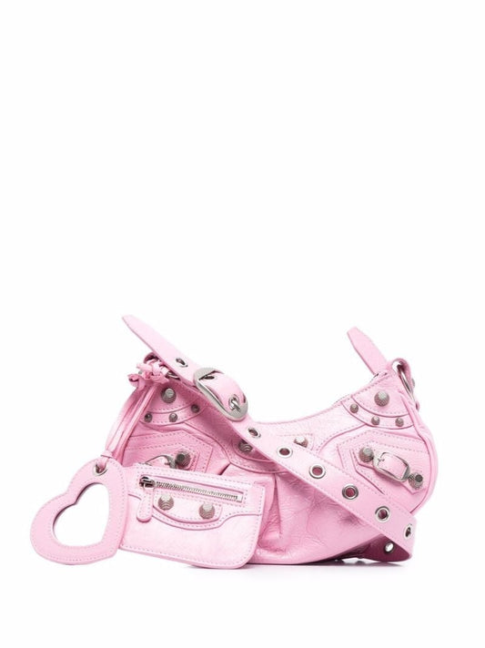 Pink Le Cagole Mini Leather Shoulder Bag