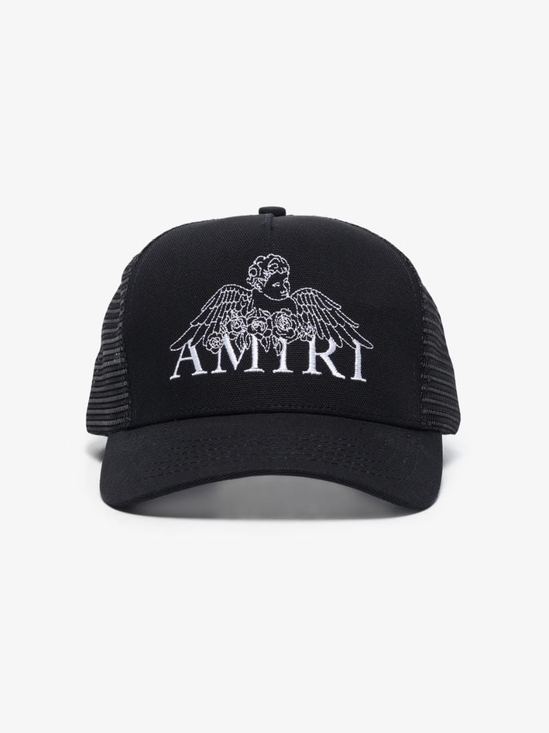 Black Embroidered Cherub Trucker Cap
