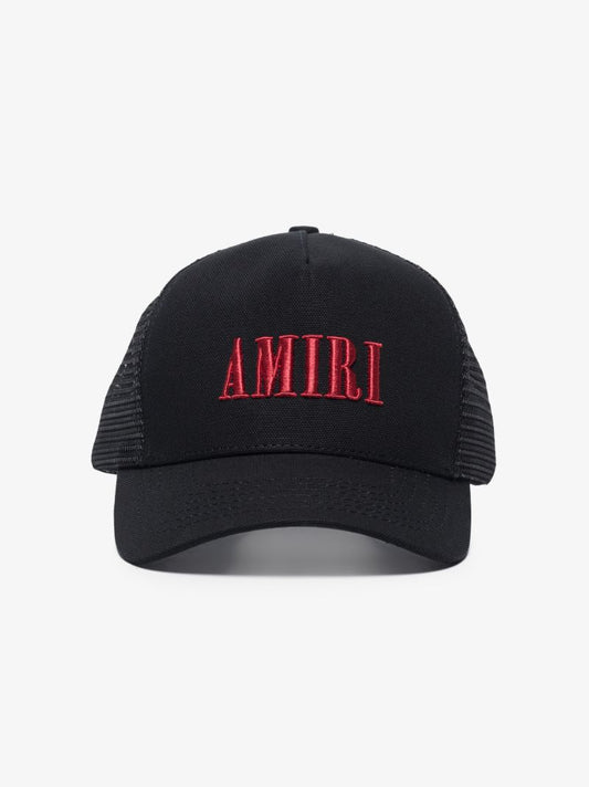 Black Embroidered Logo Trucker Cap