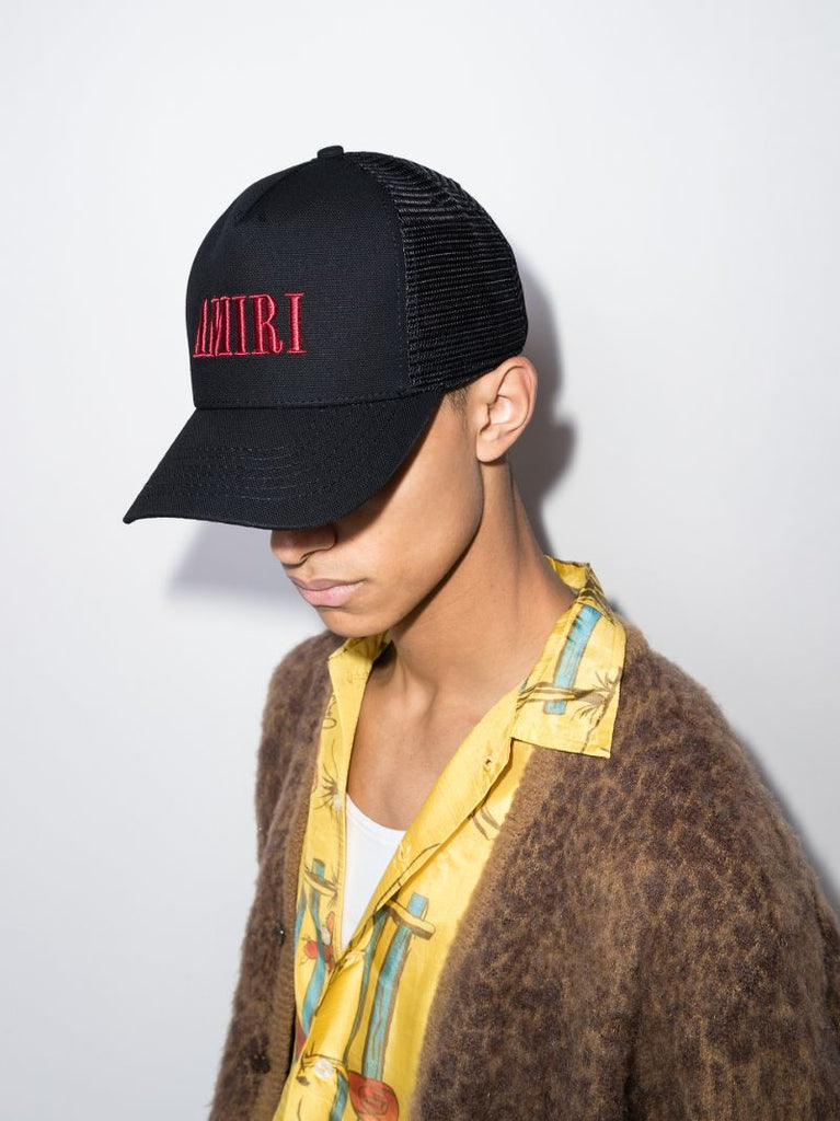 Black Embroidered Logo Trucker Cap