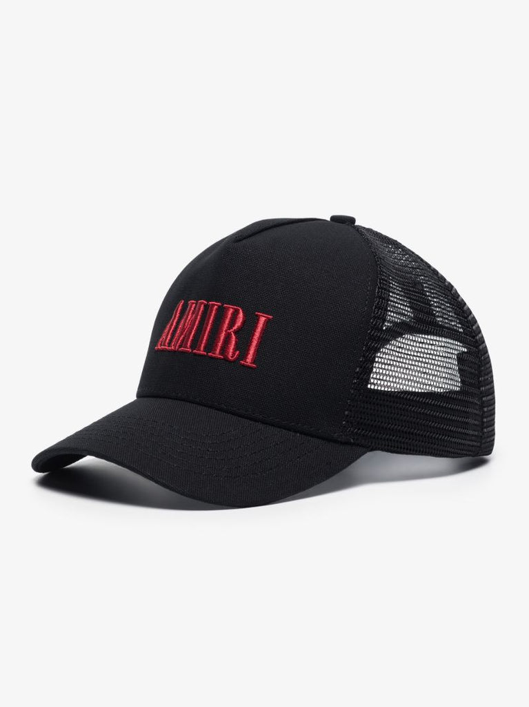 Black Embroidered Logo Trucker Cap