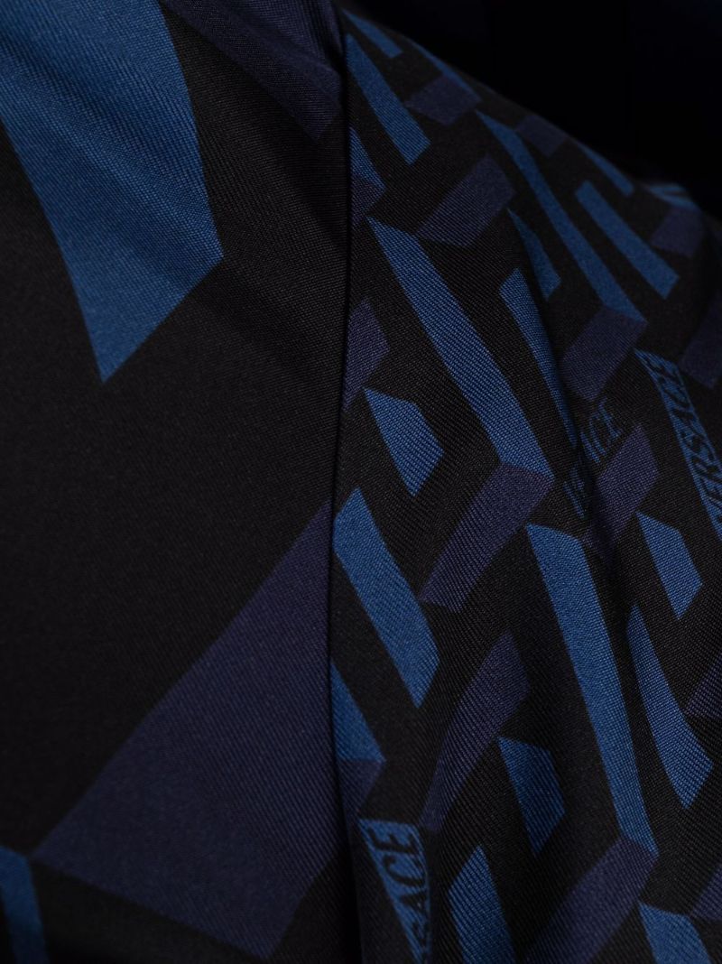 Blue La Greca Silk Robe