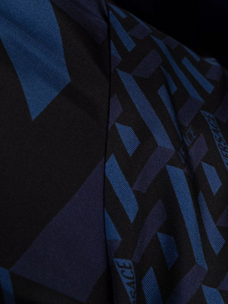 Blue La Greca Silk Robe