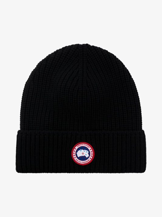 Black Arctic Disc Wool Beanie Hat