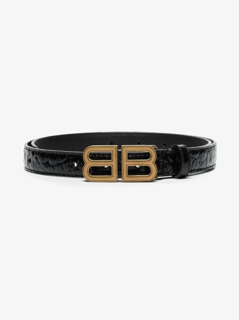 Black Bb Mock Croc Leather Belt