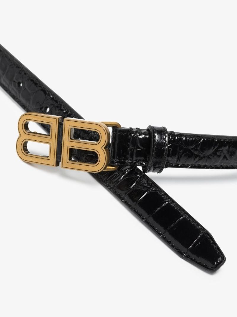 Black Bb Mock Croc Leather Belt