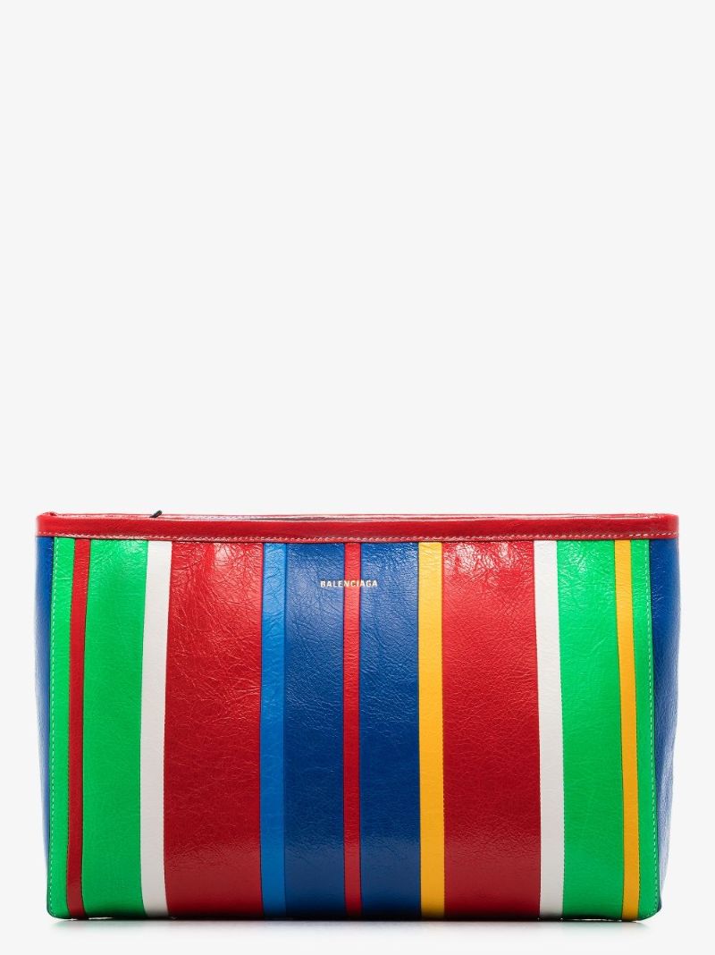 Multicoloured Barbes Striped Leather Clutch Bag