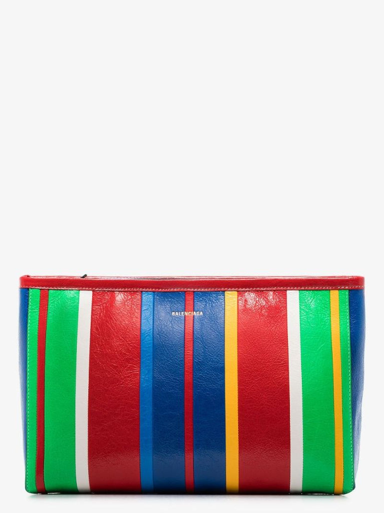 Multicoloured Barbes Striped Leather Clutch Bag