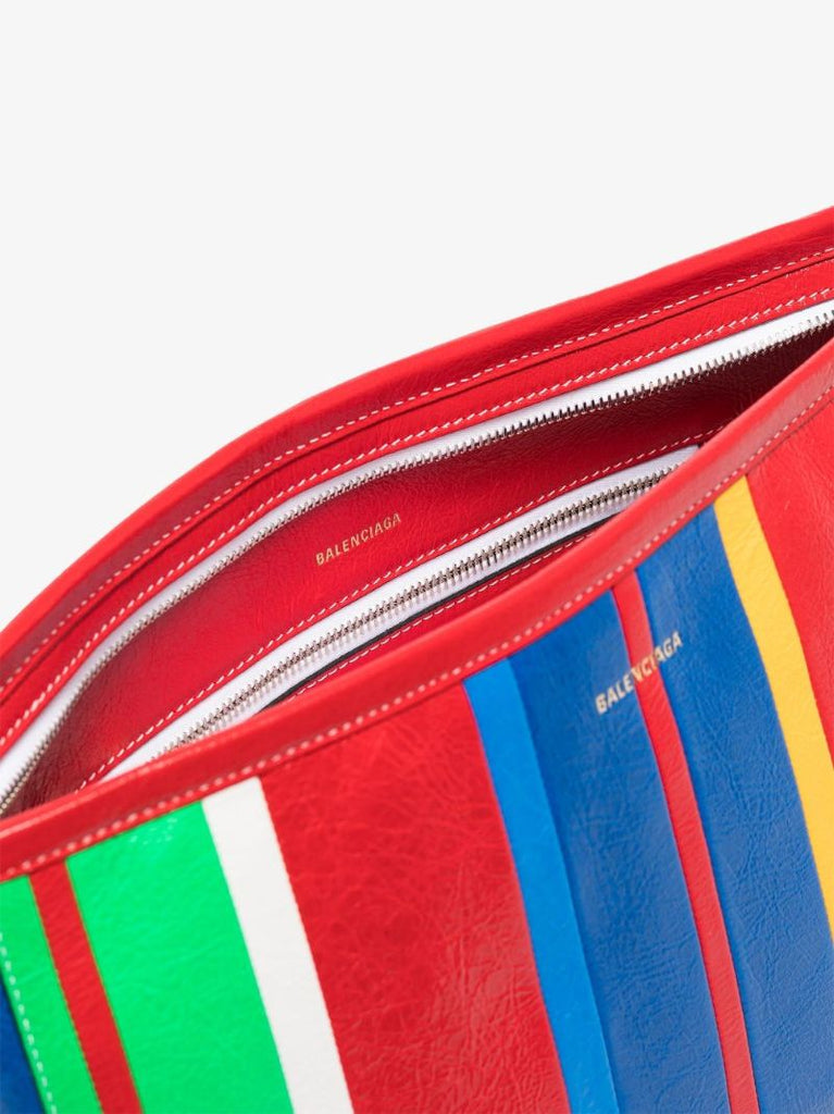 Multicoloured Barbes Striped Leather Clutch Bag
