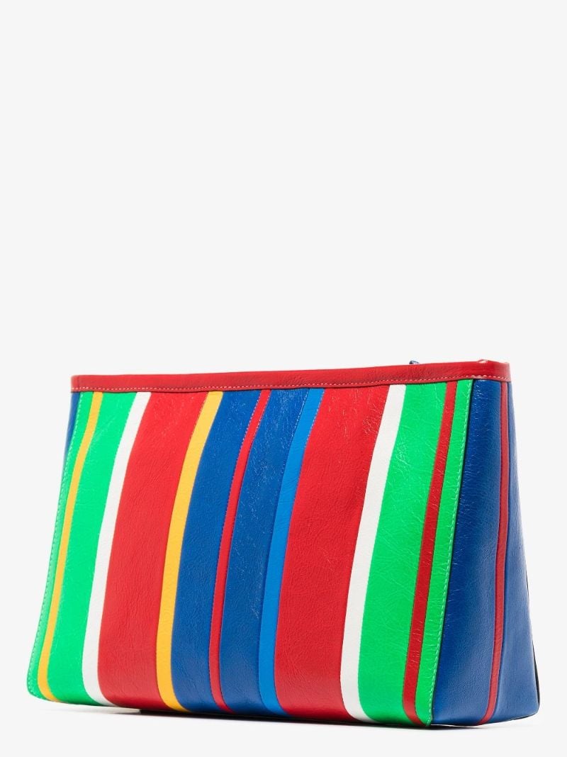 Multicoloured Barbes Striped Leather Clutch Bag