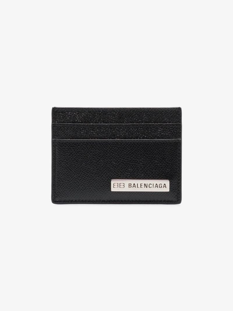 Black Plate Logo Leather Card Holder