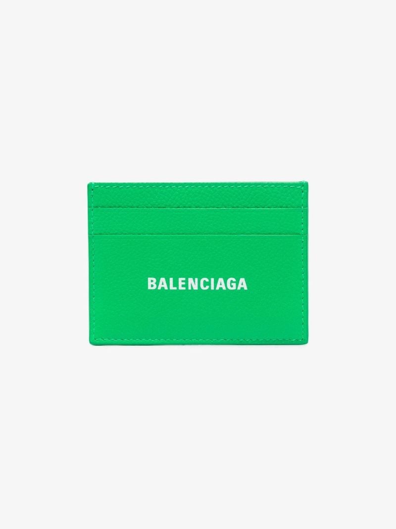 Green Logo Leather Card Holder